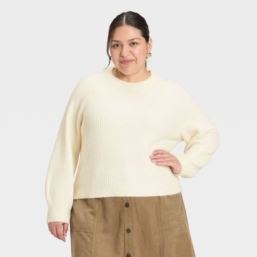 Women's Cozy Knit Crewneck Pullover Sweater - Universal Thread Cream XXL